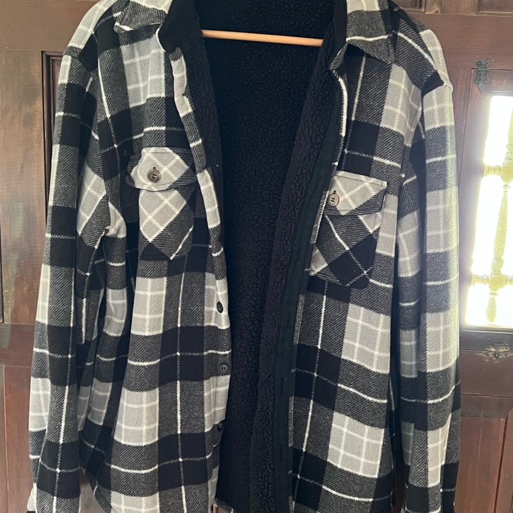 Black and Gray Plaid Jacket